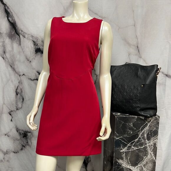 Anthropologie red mid length dress with side cut outs - Picture 1 of 9